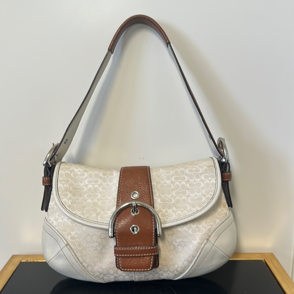 COACH white canvas handbag